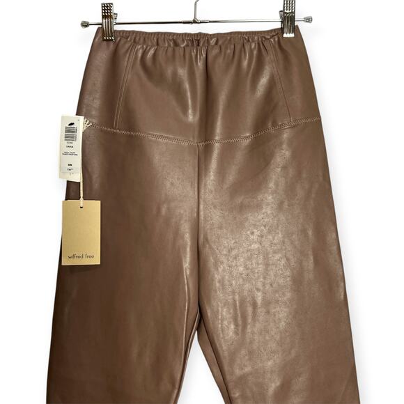 NEW Aritzia Wilfred Free Daria Pant SIZE M Taupe HR Vegan Leather Leggings NWT - Picture 7 of 10